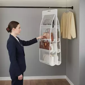 BeautifulHomeA 6 Nhà Thơ Treo Túi Xách Người Tổ Chức Cho Tủ Quần Áo Màu Xám Chống Thấm Nước Túi Bảo Quản Cửa Tường Trong Suốt Túi Khô Có Móc Treo VN