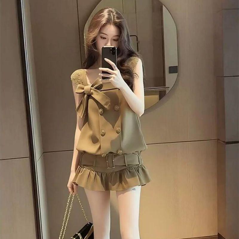 [Thời gian có hạn Seckill] Đầm ren nơ kiểu Pháp dành cho nữ Mùa hè Phong cách mới Thiết kế thích hợp eo hẹp thon gọn hơn Váy ngắn hai viền