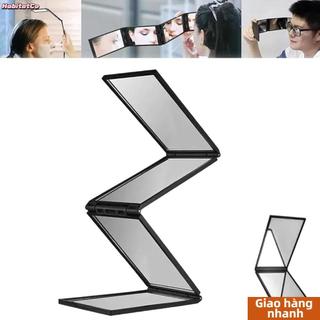 [Hàng về] Gương gấp nhiều góc HABITATCO, Gương gấp ba di động cầm tay, Góc nhìn 360 độ có thể gập lại Gương trang điểm gấp 4 mặt để cắt tóc