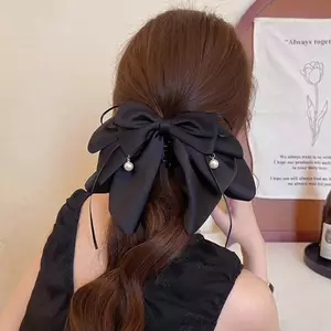 AqToCna Nhiều Lớp Nơ Hạt Đuôi Ngựa Kẹp Nữ Pháp Thanh Lịch Kẹp Tóc Cá Mập Kẹp AqToCna
