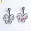 < YEI > Vòng rốn Zircon không gây dị ứng Hình con bướm 1 Trang sức xỏ lỗ rốn cho bé gái Trang phục mùa hè mới