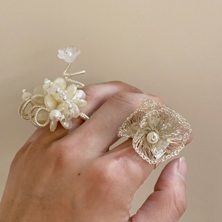 1 chiếc nhẫn hoa viền ren dệt thủ công retro, xếp lớp sang trọng nhẹ nhàng