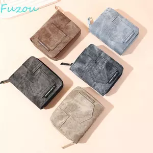 Ví ngắn FUZOU Cowboy, Nhiều khe cắm Ví gấp da PU cổ điển, Kẹp tiền có thể gập lại Phong cách Hàn Quốc Ví đựng tiền xu Mini Ví nữ