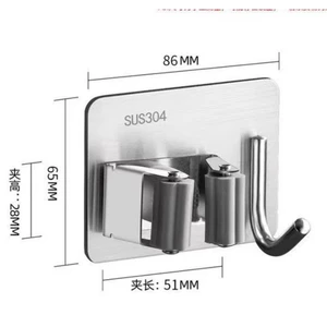 Kẹp Cây Lau Nhà Đa Năng Dán Tường Có Móc INOX 304