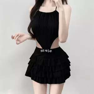 Váy ngắn bánh trắng phong cách múa ba lê Bộ đồ bơi một mảnh Nữ tính Cô gái nóng bỏng che thịt Mùa xuân nóng Bộ đồ bơi kỳ nghỉ ins Mới