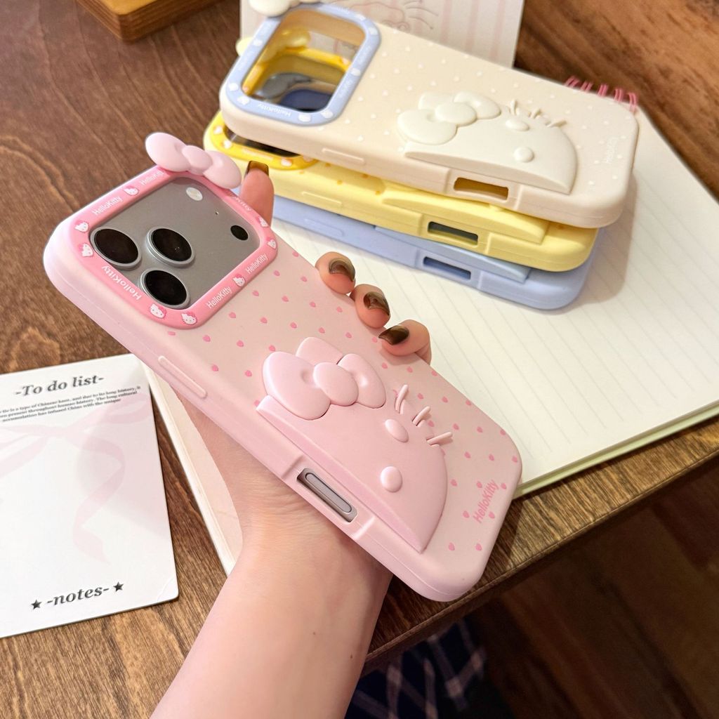 Love Bow Ba Chiều Nửa Mặt KT Cat iphone17 Apple 16 Thích Hợp Cho Ốp Điện Thoại 14 / 15promax