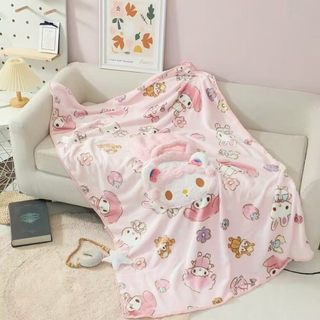 Hoạt Hình Dễ Thương Gối Chăn Tay Hai Trong Một Ô Tô Di Động Gối Chăn Ngủ Chăn Văn Phòng Điều Hòa Không Khí Chăn
