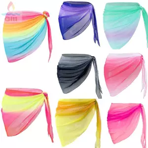 Đầm đi biển GIL, Chất liệu voan Áo tắm dài ngắn Coverups, Màu trơn Sheer Vải Gradient Màu thoáng khí Nhanh khô Sarong Bikini Cover