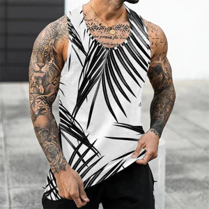 Dừa Hoàng Hôn 3D Tank Top Nam, Áo Vest Không Tay Mùa Xuân, Mềm Mại Thoáng Khí Dạo Phố Tee