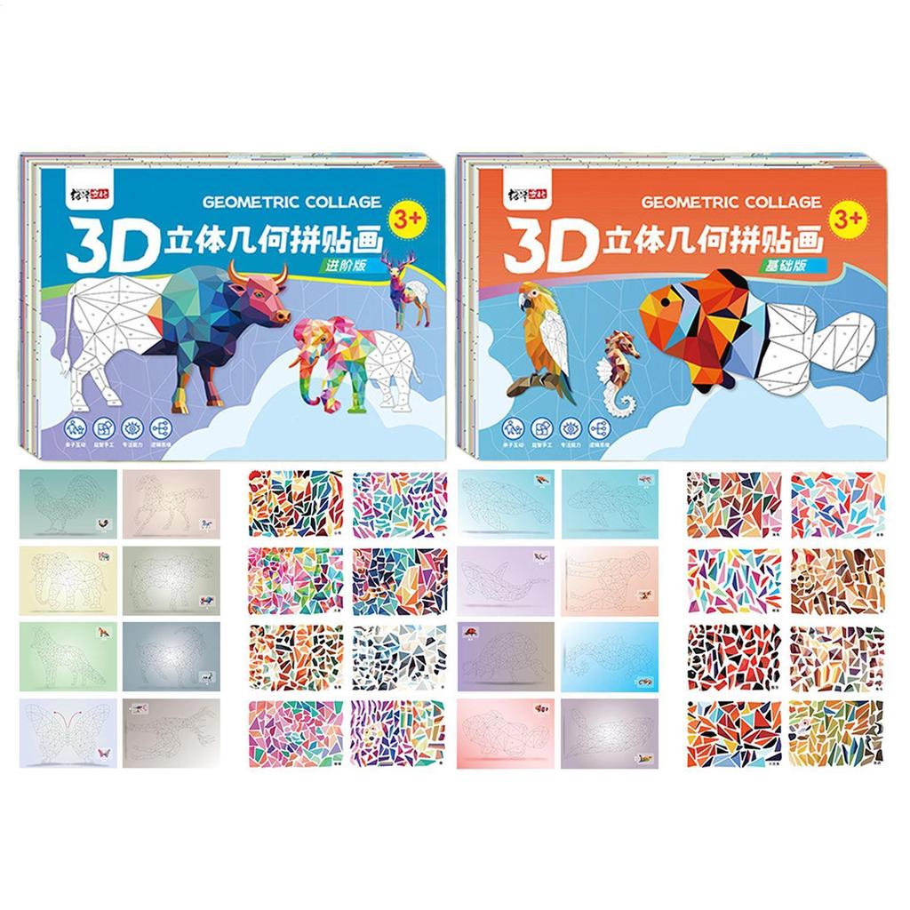 Collage Craft Kit Đồ chơi ghép hình giấy giáo dục tương tác Bộ ghép hình học cho trẻ em Bé trai Bé gái Trẻ em
