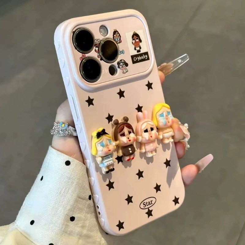 Vỏ điện thoại iPhone búp bê khóc ba chiều dễ thương Vỏ cao su mềm iPhone - 7/8/11/12/13/14/15/16/17/Plus/Air/Pro/Max