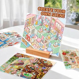 ENWEI 4 Cái [Dòng Stocking] Nhãn dán phong cảnh cho thú cưng Cửa hàng hoa tắm Cửa hàng hải sản Magic Hut Tạp chí Đồ dùng lưu niệm