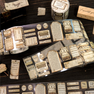 ENWEI 50mm * 2m 1 Cuộn [Vintage Marks Series] Thẻ Nhãn Cơ Bản Retro Kraft Die Cut Phong Cảnh Miếng Dán Băng Cho Nhật Ký Đồ Dùng Thêu Sò