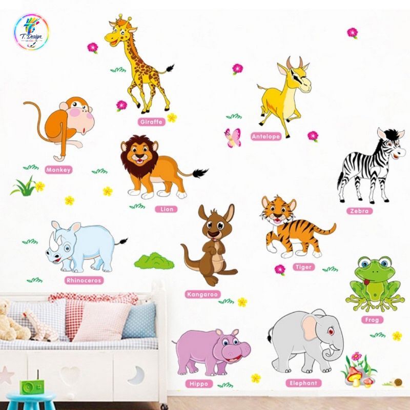 Decal vườn thú tiếng Anh cao cấp cho bé, an toàn và chất lượng.