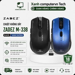 Chuột không dây Zadez M-338 Black, Xanh Dương - Hàng chính hãng