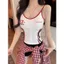 Milyfashion Cotton Ren Khâu Sling Có Miếng Lót Ngực Mùa Hè Slimfit Ôm Hơn Nhìn Ngọt Cay Ngắn Top Thể Thao Phong Cách Mới Y2K XHJU