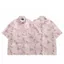 Phong Cách Hợp Thời Trang Cặp Đôi Tua Rua Bướm Hồng Tay Ngắn Nam Nữ Thiết Kế Mùa Hè Áo Sơ Mi Jacquard Bên Biển
