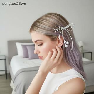 [pengtao23] Kẹp tóc nơ dây tai nghe Y2K sang trọng và đầy màu sắc cho thanh thiếu niên hiện đại [có sẵn]
