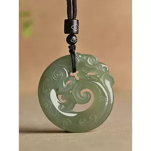 Hetian Ngọc Pixiu Ngọc Mặt Dây Chuyền Vòng Cổ Phong Cách Retro Độc Đá Ngọc Mặt Dây Chuyền Nam Nữ Phong Cách Ngọc Vòng Cổ Mặt Dây Chuyền Mô Phỏng Ngọc 26.3.22