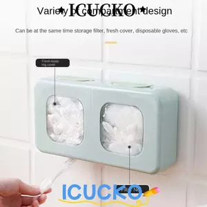 Hộp lưu trữ bộ lọc ICUCKO, Hộp lưu trữ bọc nhựa bằng nhựa treo tường, Thiết kế lưới trong suốt và có thể nhìn thấy bằng cao su mềm Vỏ bọc tai và mũ trùm đầu Hộp lưu trữ nhà bếp