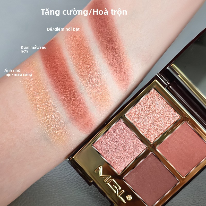 Hàn Quốc 4 màu mắt | Matte Pearlescent Low Saturated Earth Eyeshadow Disk | Thích hợp cho sinh viên