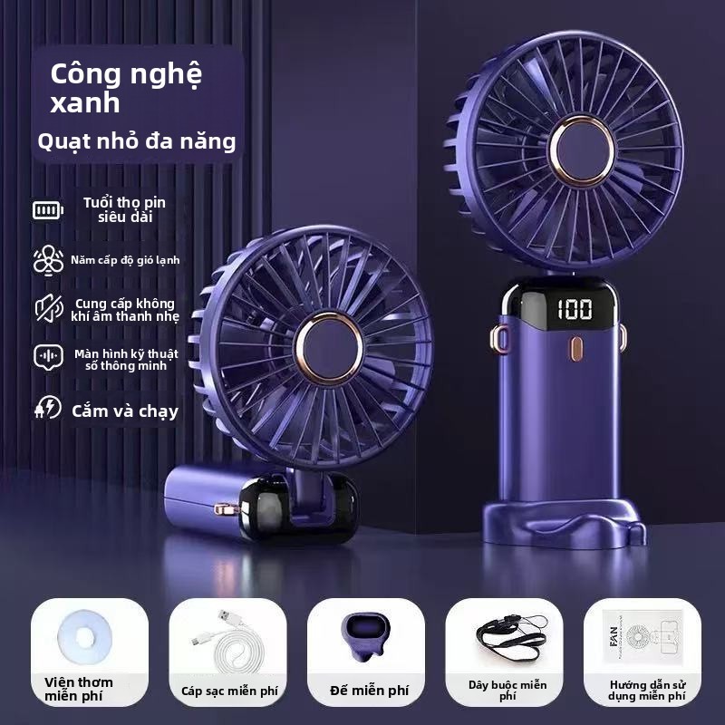 Quạt Nhỏ Cầm Tay Sạc USB Im Lặng Di Động Gió Cao Ký Túc Xá Sinh Viên Giường Di Động Im Lặng Gấp Quạt