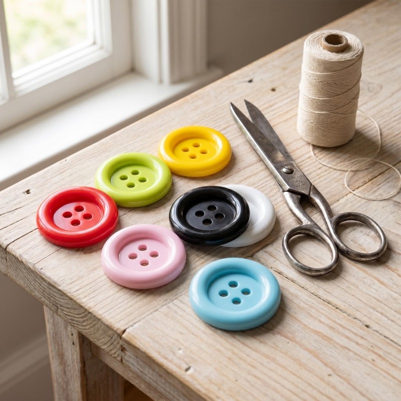 3 / 5 Chiếc Nút 4 Lỗ Nhựa Lớn 5cm Nút May Cho Quần Áo DIY — Có Sẵn Trắng Đen Đỏ Hồng Vàng Xanh Kem Xanh