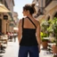 Nút chéo dành cho nữ viền bất đối xứng Màu trơn Slim Fit Áo một vai không tay