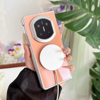 Ốp điện thoại cứng Acrylic từ tính màu thạch dễ thương cho Honor Magic V6 V5 Ốp điện thoại cứng mỏng có viền bạc Huawei Mate X7 X6 X5