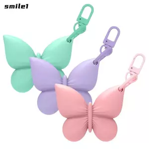 SMILE Silicone Son Bóng Tay Bảo Vệ, Có Móc Khóa Di Động Bướm Son Môi Giá Đỡ, Hình Bướm Silicon Di Động Son Dưỡng Môi Móc Khóa Dành Cho Nữ Cô Gái Du Lịch Sử Dụng