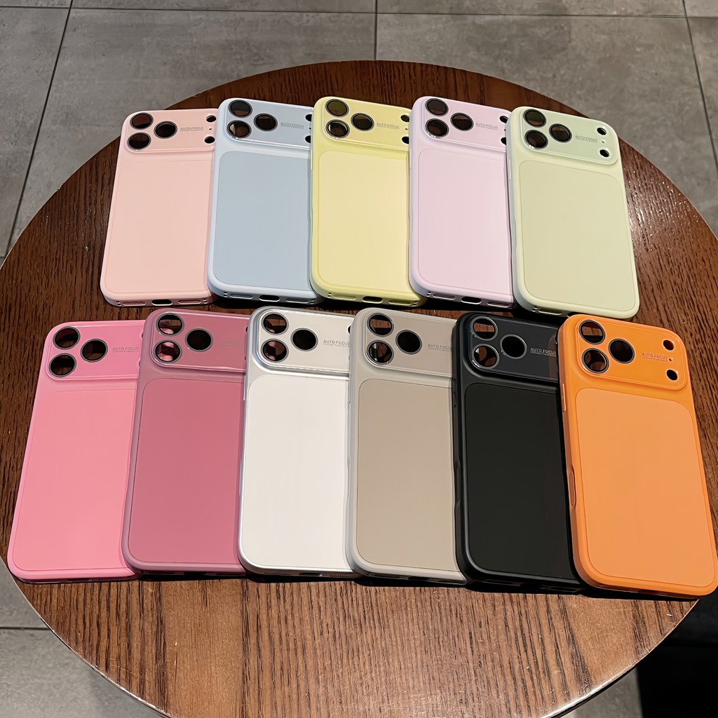 Ốp Điện Thoại Màu Đen Đơn Giản Cho iPhone 17 Pro Max 16 Pro Max 15 14 13 12 Ốp Điện Thoại Chống Rung