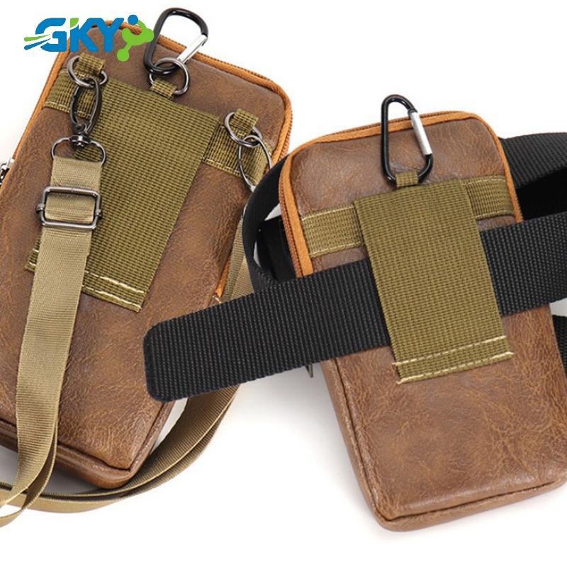 GKY Phong Cách Vintage Da PU Thắt Lưng Túi Chống Thấm Nước Với Thắt Lưng Móc Ngực Túi Điện Thoại Di Động Nhiều Lớp Túi Thắt Lưng Du Lịch 1PC GKY