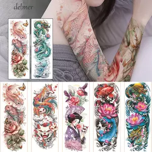 DELMER Hình Xăm Tạm Thời, Đề Can Chuyển Nước Sói Sư Tử Full Cánh Tay Hình Xăm Dán, Thời Trang Kích Thước Lớn DIY Hình Xăm Giả Cơ Thể Nghệ Thuật Miếng Dán Tay