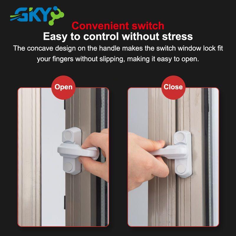 GKY 2 / 3 / 5 Cái T-los Nhựa Upvc An Toàn Cho Trẻ Em Cửa Sổ Sash Lo Cần An Toàn Tay Cầm Quét Chốt Ban Công Lo GKY