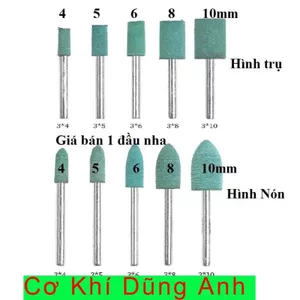 Đầu mài cao su xanh để đánh bóng chân 3mm đầu từ phi 3 đến phi 12mm, đầu nhọn và đầu bằng