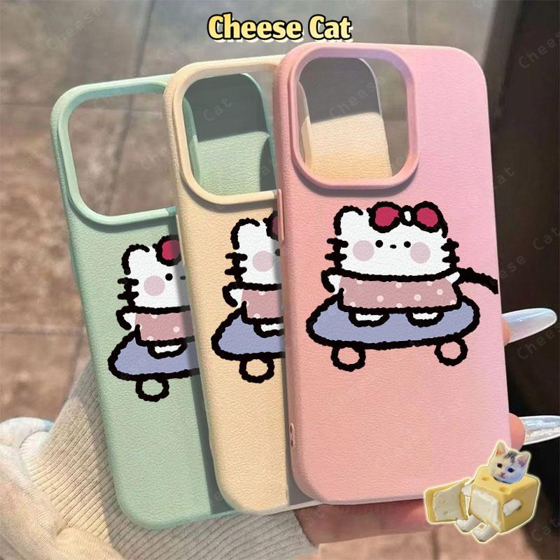 Ốp điện thoại cặp đôi mèo con và cún con ván trượt dễ thương cho iPhone 14 13 15 16 17 Pro Max 11 12 Pro Xs Max XR 7Plus
