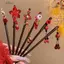 Que tóc bằng gỗ DELMER, Kẹp tóc Hanfu tua rua năm mới, Phụ kiện sườn xám đỏ phong cách cổ