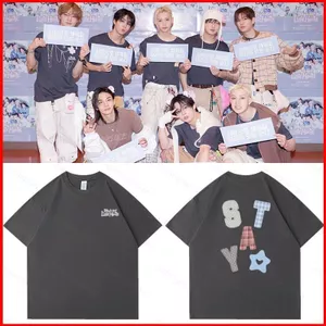 YB1 Stray Kids 220g áo thun cotton dày STAY in Our Little House người hâm mộ quà tặng Áo thun tay ngắn BY1