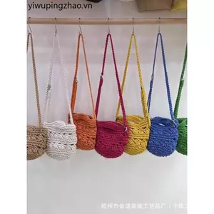 Túi dệt tay xuyên biên giới Túi xách dung tích lớn Túi đeo vai nữ Túi rơm Túi xô Túi rỗng Tất cả các trận đấu
