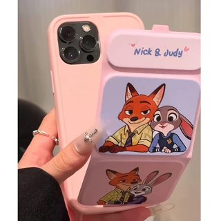 Ốp bảo vệ nắp lật họa tiết Fox và thỏ cho iPhone 11 12promax 13pro15pro 15promax 14 14promax 14pro 16 pro max 16 plus 17 17promax