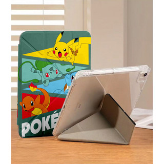 Ốp Lưng Pokémon cho iPad A16 Air4/5/6/7/8 Pro 11 12.9 Y-fold Pikachu Squirtle Cho iPad Gen 12 11 10 9 8 7 6 5 M4 M5