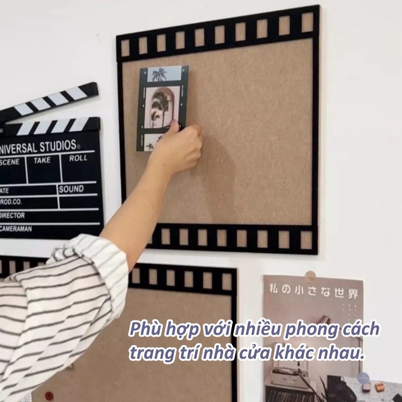 Bảng nỉ hình cuộn phim cổ điển-Dùng ghim ảnh, thiệp, note. Dày dặn, treo đơn hoặc ghép tường retro.