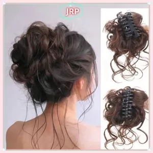 JRP Tổng Hợp Tóc Bun Chignon Lộn Xộn Xoăn Kẹp Tóc Co Giãn Scrunchy Giả Tóc Miếng Cho Nữ Kẹp Tóc JRP