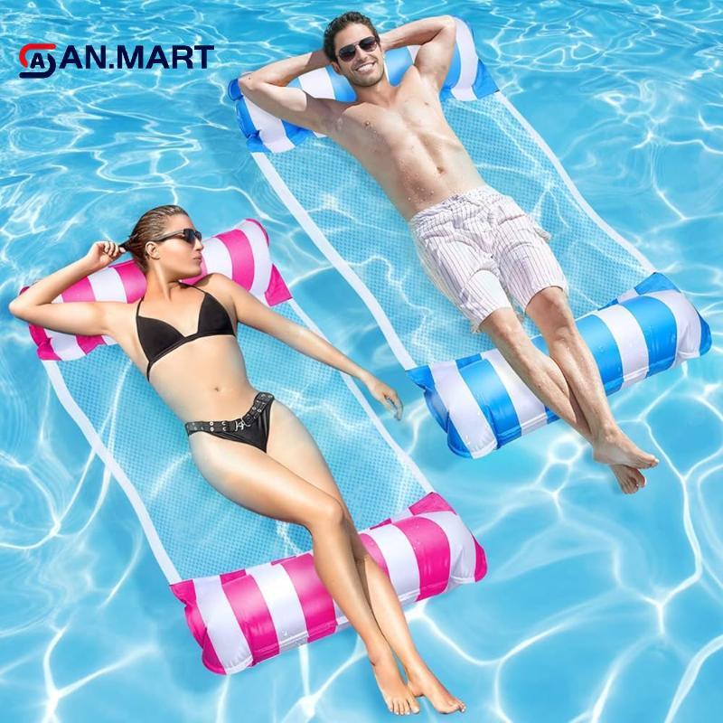 AN.MART Bơm Hơi Nổi Nước Hammo Có Thể Gập Lại Lounger Giường Nổi Di Động Hàng Nổi Cho Bể Bơi Bãi Biển VN