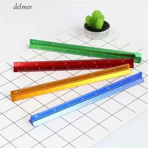 Thước cân hình tam giác DELMER, Thước đo hợp kim nhôm mịn, Học sinh Thước kim loại kỹ thuật đầy màu sắc Văn phòng phẩm