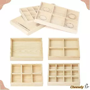 Khay trưng bày trang sức CHEESELY, Hộp đựng đồ trang sức nhiều lưới bằng gỗ, Hộp đựng bông tai có thể xếp chồng lên nhau bền bỉ để lưu trữ vòng tay Nhẫn đá quý Bông tai và các đồ trang sức khác