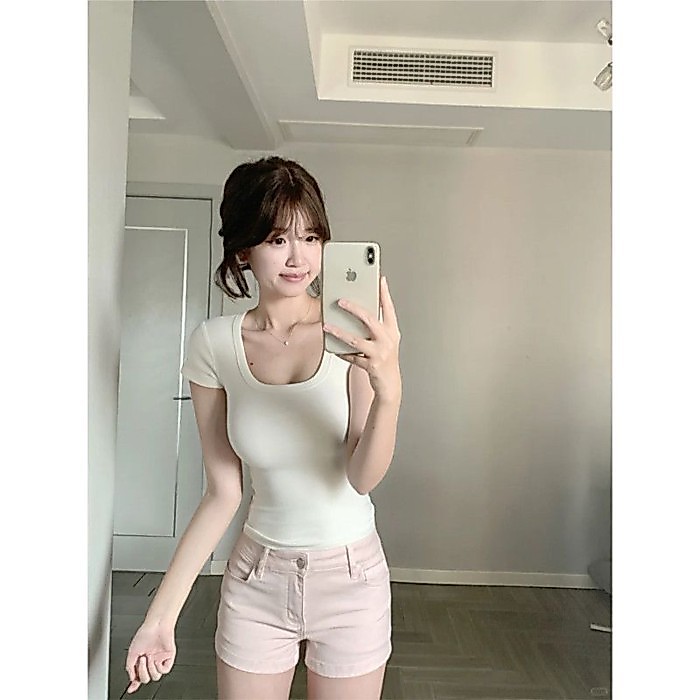 Quần short denim cao cấp dành cho nữ, mỏng mùa hè, cạp cao mới, dáng rộng, dáng ôm, quần ống