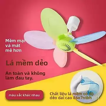 Quạt trần nhỏ nhiều màu sắc cho ký túc xá sinh viên, quạt trần có màn chống muỗi, quạt mini yên tĩnh cho giường, quạt đi