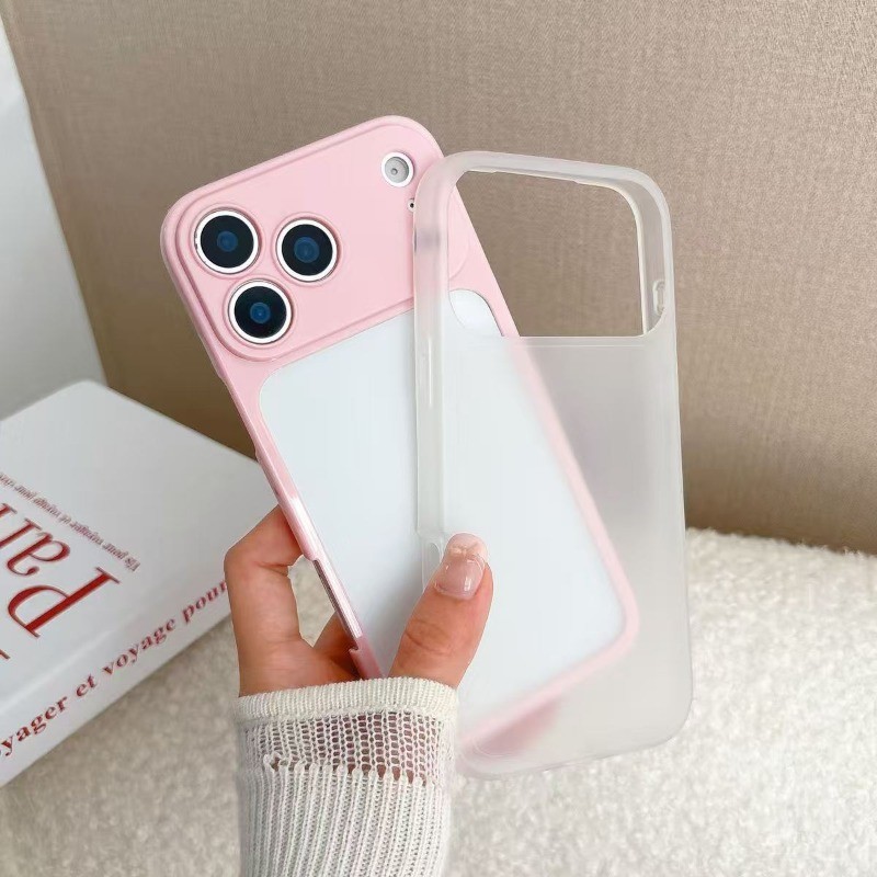 Ốp điện thoại viền silicon Acrylic mờ tối thiểu Thích hợp cho iPhone 17 16 15 14 13 Pro Max Ốp lưng