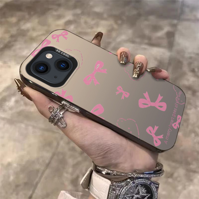 Ốp Điện Thoại Cho IPhone 6 6S SE 2020 7 8 X XS Max XR 11 12 13 14 Plus 15 16 17 Pro Max 17 AIR Pink Bow Coquette Bear